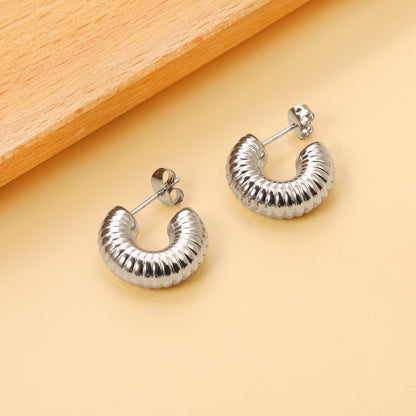 C-Shaped Horizontal Stud Earrings 6*17.5 asonjewelry