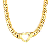16.2 x 15mm hollow heart-shaped pendant with 6mm gold dragon chain, 40+5cm+6mm round pendant necklace, gold