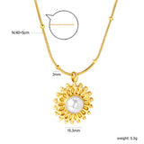 15.3mm round grain face with imitation white pearl/blue turquoise/tiger eye pendant 0.9+2mm round snake bead necklace 40+5cm+6mm round plaque necklace gold color