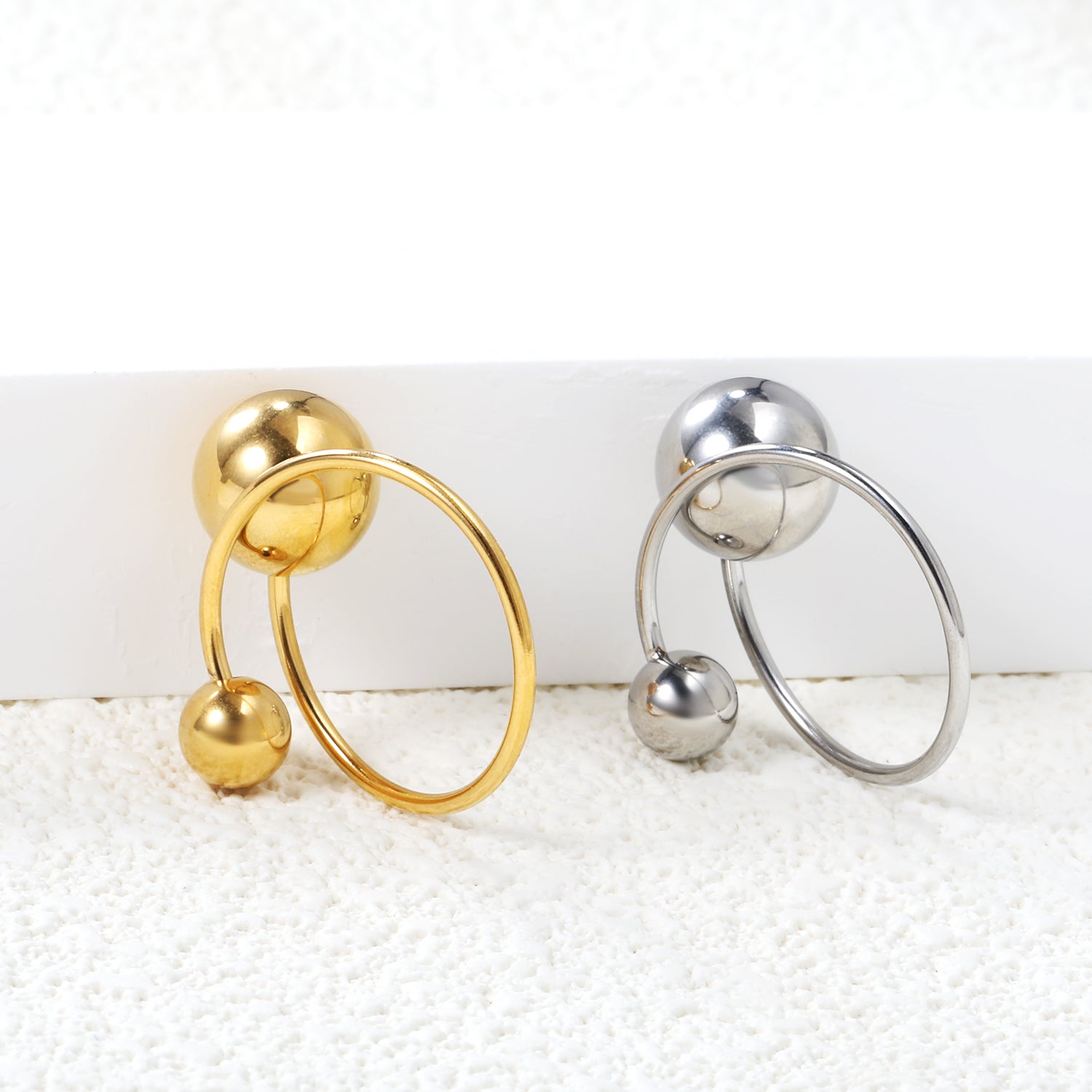 Uniquely designed large and small orb open rings asonjewelry