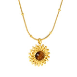 15.3mm round grain face with imitation white pearl/blue turquoise/tiger eye pendant 0.9+2mm round snake bead necklace 40+5cm+6mm round plaque necklace gold color