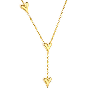 8 x 10.2mm 3 heart-shaped accessories 40+5cm+6mm round pendant necklace, gold