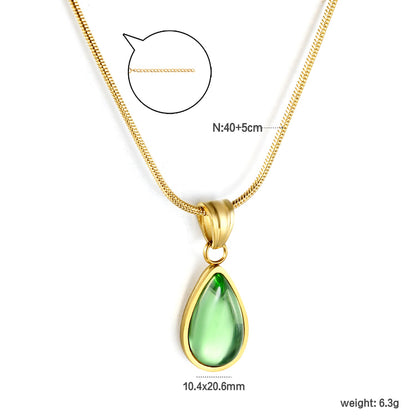 5mm Six Claws Round White Diamond Pendant 40+5cm+6mm Round Tail Plaque Necklace Steel/Golden asonjewelry