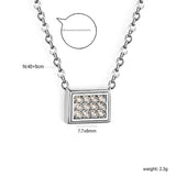 7.7 x 6mm beveled rectangular CNC white zirconia pendant, 0.3mm cross chain 40+5cm + 6mm round pendant necklace, steel color/gold color