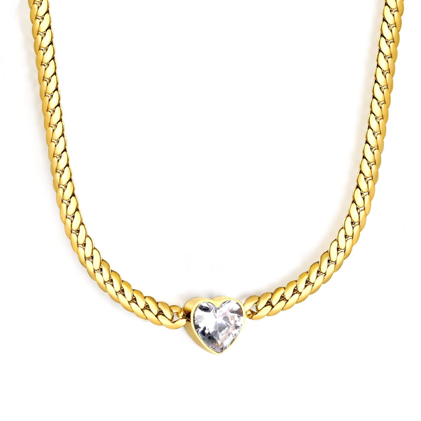 12.2mm White/Green Diamond Heart Pendant 4mm Golden Dragon Necklace 40+5cm+3*10mm Square Tail Plate/Cone Tail Plate Necklace Golden asonjewelry