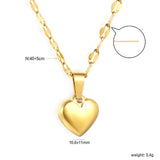 10.6x11mm 3D heart pendant lip chain 40+5cm necklace, gold