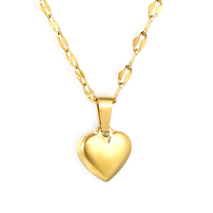 10.6x11mm 3D heart pendant lip chain 40+5cm necklace, gold