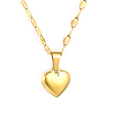 10.6x11mm 3D heart pendant lip chain 40+5cm necklace, gold