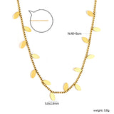 5.6*2.9mm Vine Shape 1.0 Box Chain 40+5cm+6mm Round Tail Plaque Necklace Steel/Golden