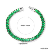 5.6 x 2.5mm rectangular green diamond clasp bracelet 18cm Steel/Gold