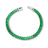 5.6 x 2.5mm rectangular green diamond clasp bracelet 18cm Steel/Gold