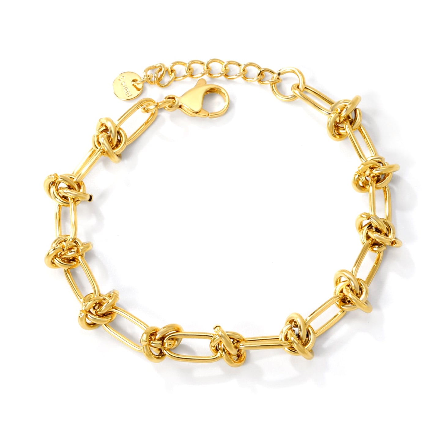 9.8mm chain at the widest point 17+3cm+6mm round plate bracelet Gold color asonjewelry