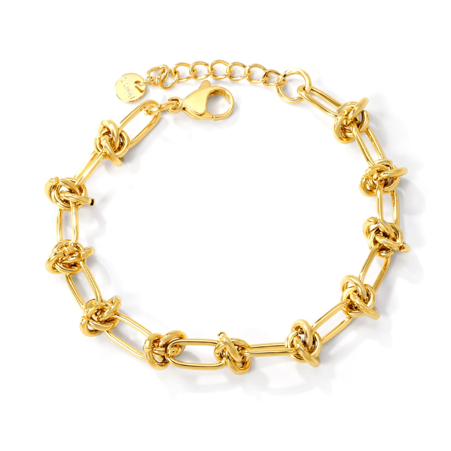 9.8mm chain at the widest point 17+3cm+6mm round plate bracelet Gold color asonjewelry