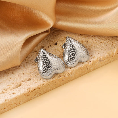 Inverted Peach Heart Pitted Face Earrings 19.7*21mm asonjewelry