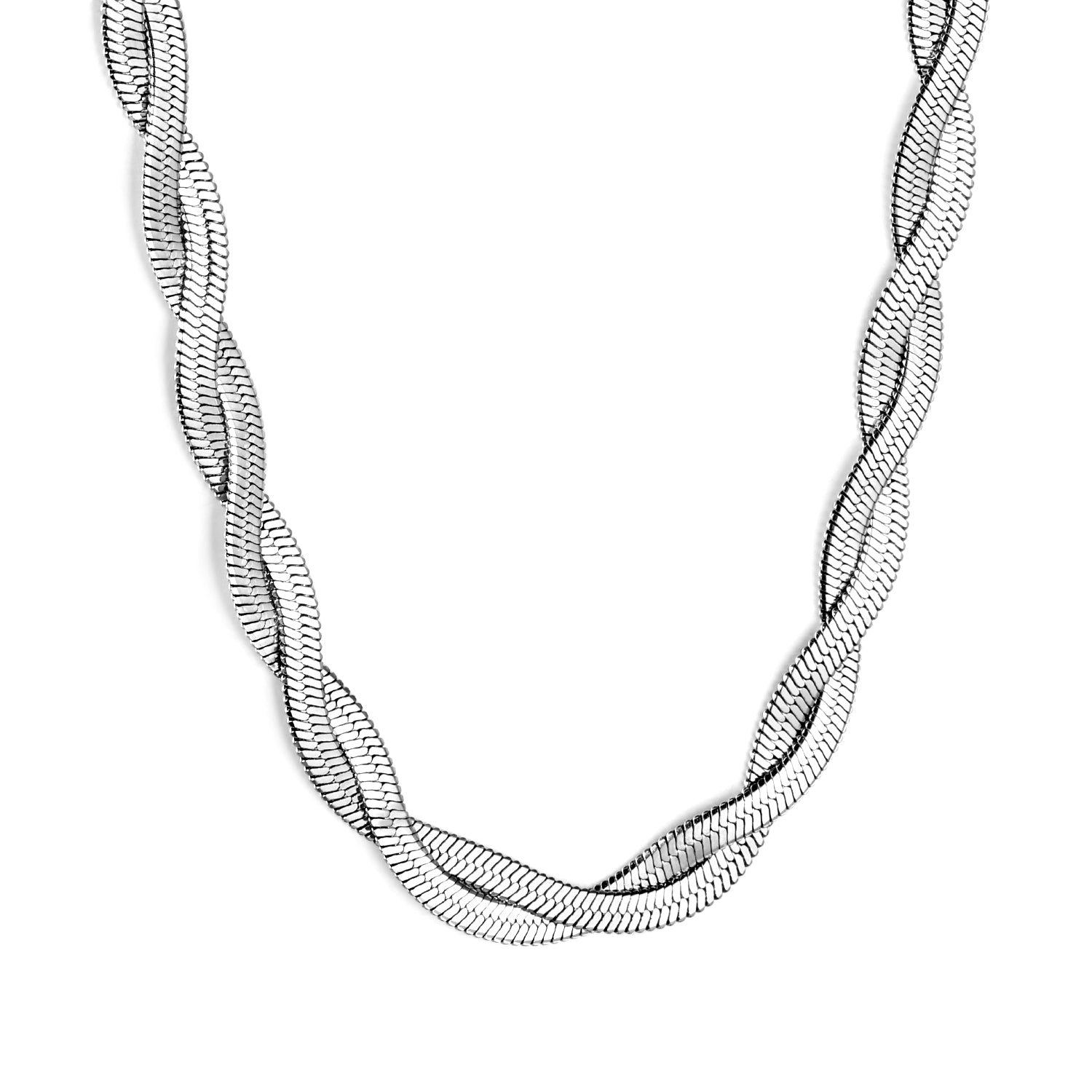 5.9mm*45+5cm Crossed Double Strand Necklace Steel/Golden asonjewelry