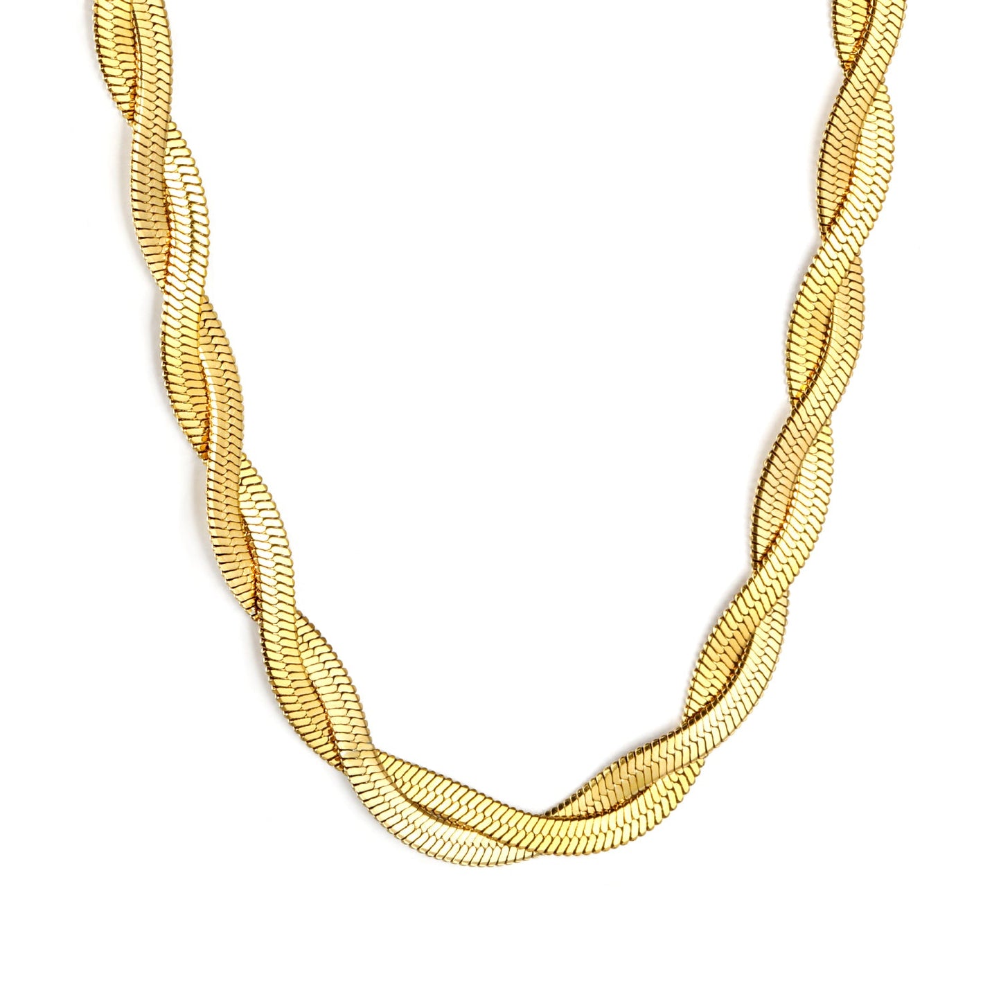 5.9mm*45+5cm Crossed Double Strand Necklace Steel/Golden asonjewelry