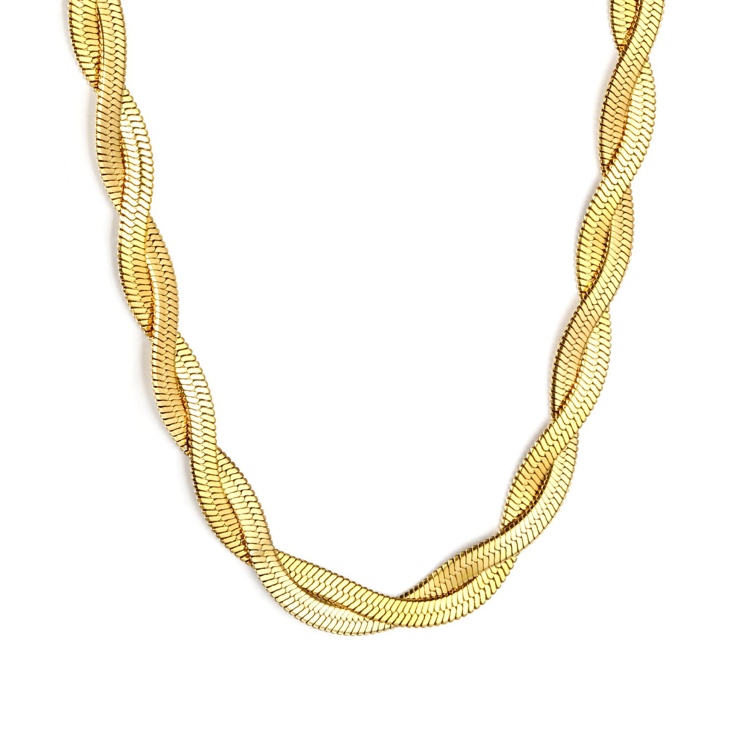 5.9mm*45+5cm Crossed Double Strand Necklace Steel/Golden asonjewelry