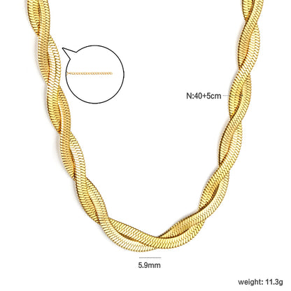 5.9mm*45+5cm Crossed Double Strand Necklace Steel/Golden asonjewelry