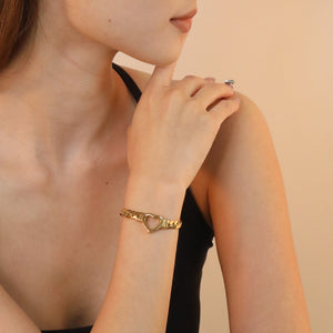 16.8*15.3mm heart-shaped accessory, 6.5mm thickened NK18 + 3cm + 6mm round tag, bracelet, gold