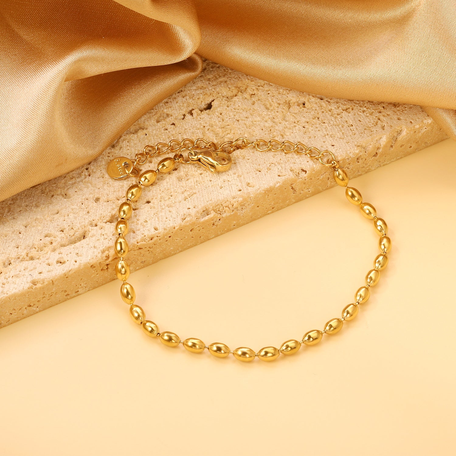 3.2*5mm Wheat Beads Bracelet 17+5cm asonjewelry