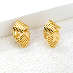 17*25.7mm Double Piece Curved Earrings Gold color