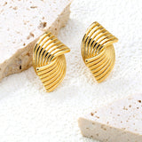 17*25.7mm Double Piece Curved Earrings Gold color