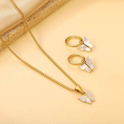 11*10.5mm Butterfly with White Shell Set asonjewelry