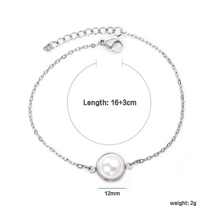 12-14mm round with half white pearl 16-18+3cm bracelet steel/gold color asonjewelry
