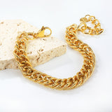 Wire 1.8*W9.3mm Chain 17+3cm+6mm Round Tag Bracelet Gold Color