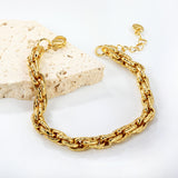 Thick 6mm Chain 17+3cm+6mm Round Tag Bracelet Golden