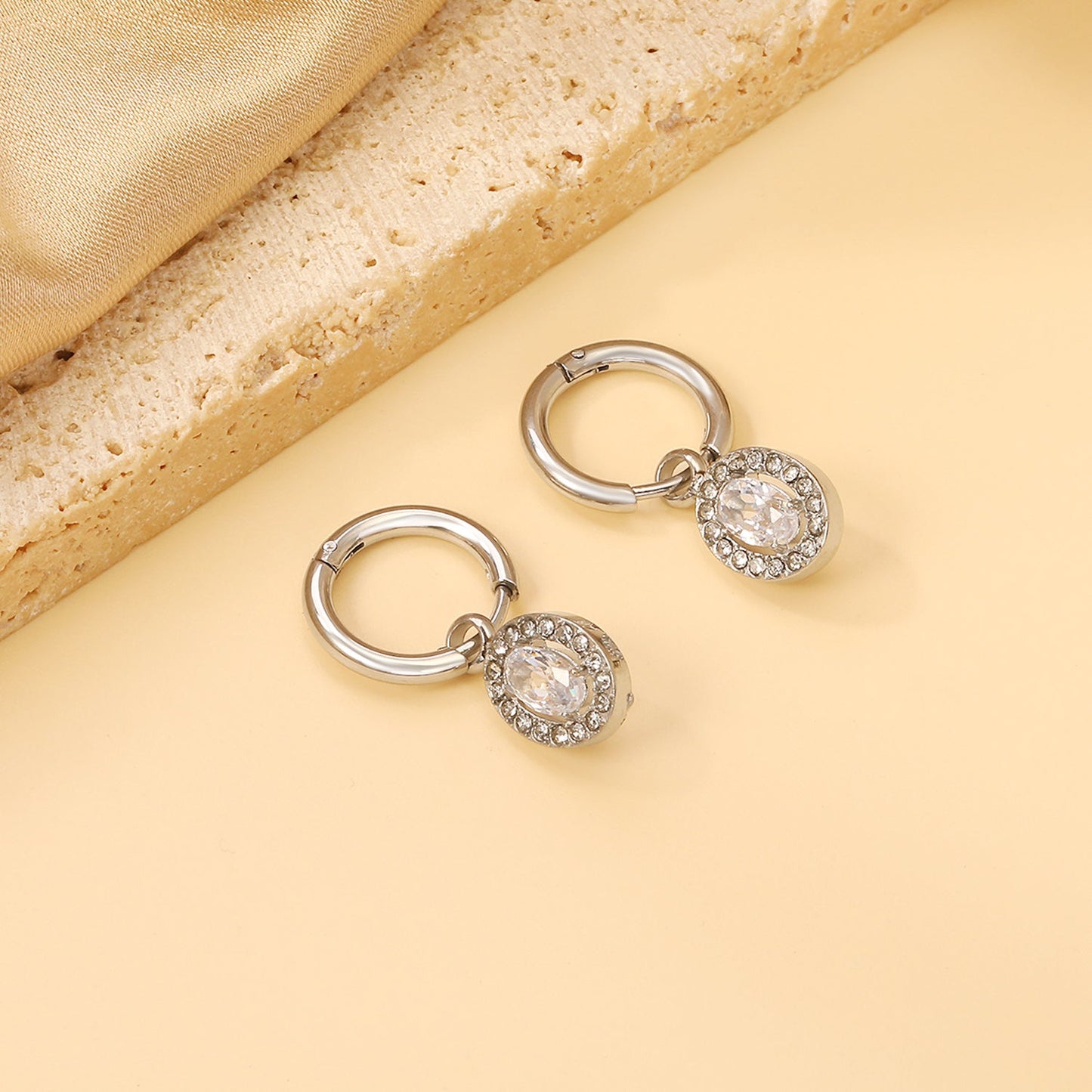 2x14.3mm Circle with Oval White&Red&Pink&Blue&Green Diamonds+White Diamond Hoop Earrings 8.4*10.2mm asonjewelry