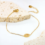 Eyes CNC white zirconium accessories bracelet 0.3 cross chain 17 + 3cm + 6mm round plate steel color / gold