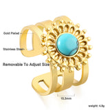 Open Band & Tiny Bead Lace & Turquoise Ring