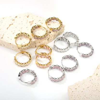 Thick 2.4*Wide 4.2*I.D. 14mm Ear Clips with rounded white/purple/pink zirconium steel/golden color asonjewelry