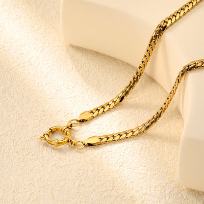 5.0NK gold dragon chain + 43cm + round clasp outer diameter 14.1mm necklace, gold asonjewelry