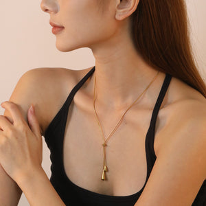 Large & Small Teardrop Minimalist Necklace, Gold