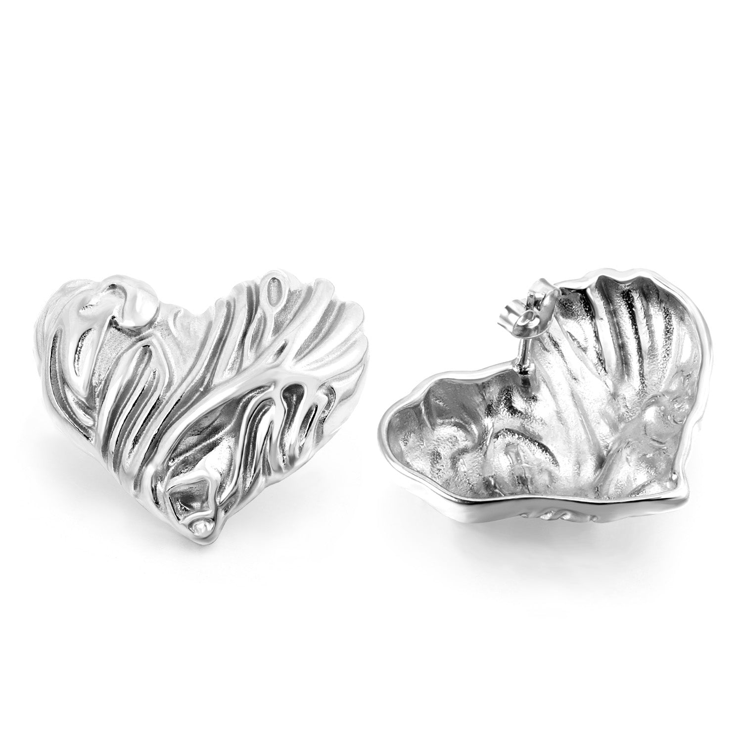 Textured Heart Earrings 35*28mm asonjewelry