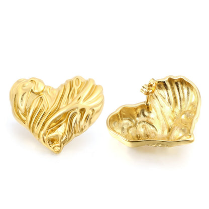 Textured Heart Earrings 35*28mm asonjewelry