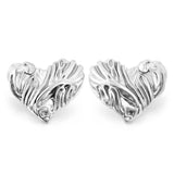 Textured Heart Stud Earrings 35*28mm / 18.4*15.1mm steel color / gold color