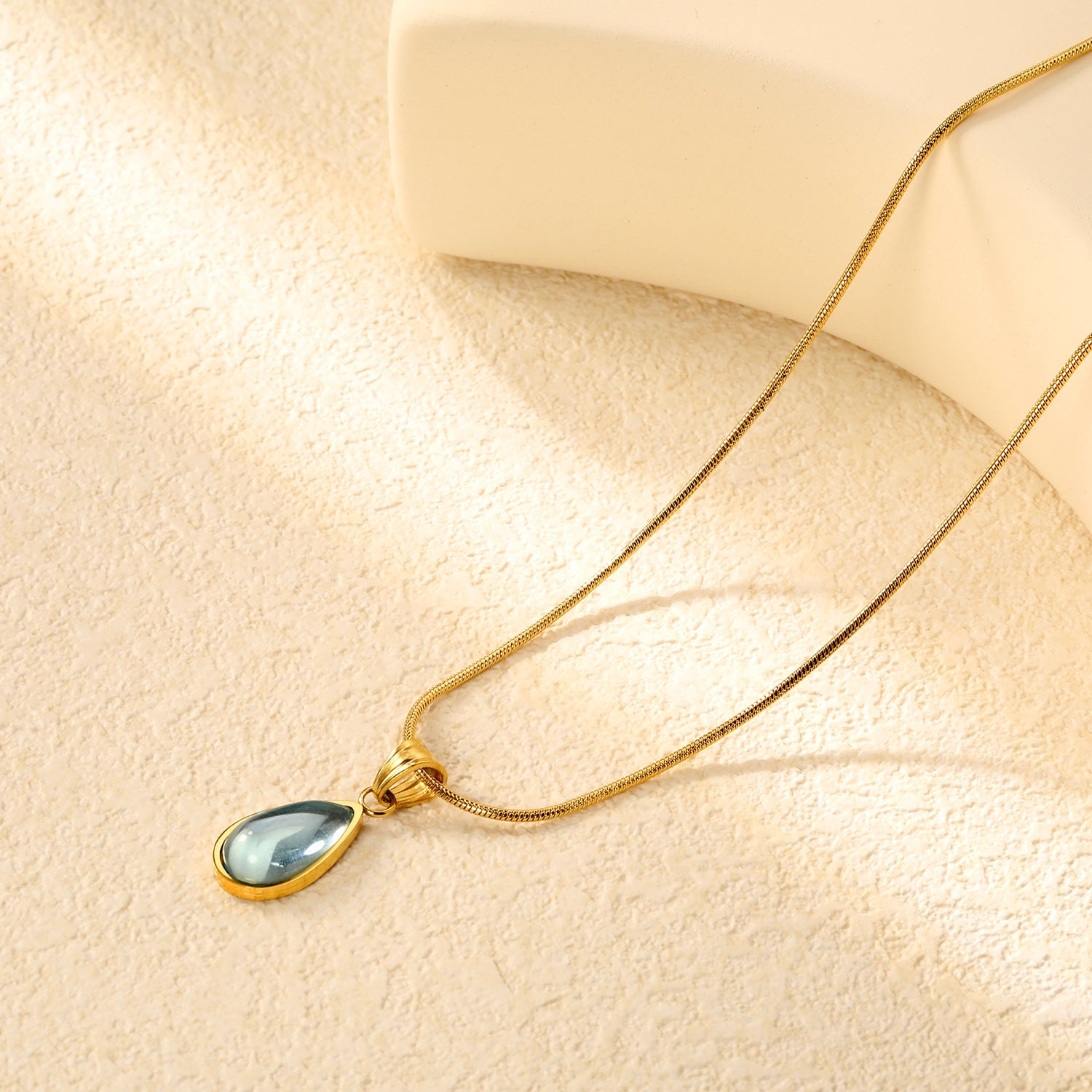 5mm Six Claws Round White Diamond Pendant 40+5cm+6mm Round Tail Plaque Necklace Steel/Golden asonjewelry