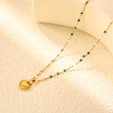 10.6x11mm 3D heart pendant lip chain 40+5cm necklace, gold