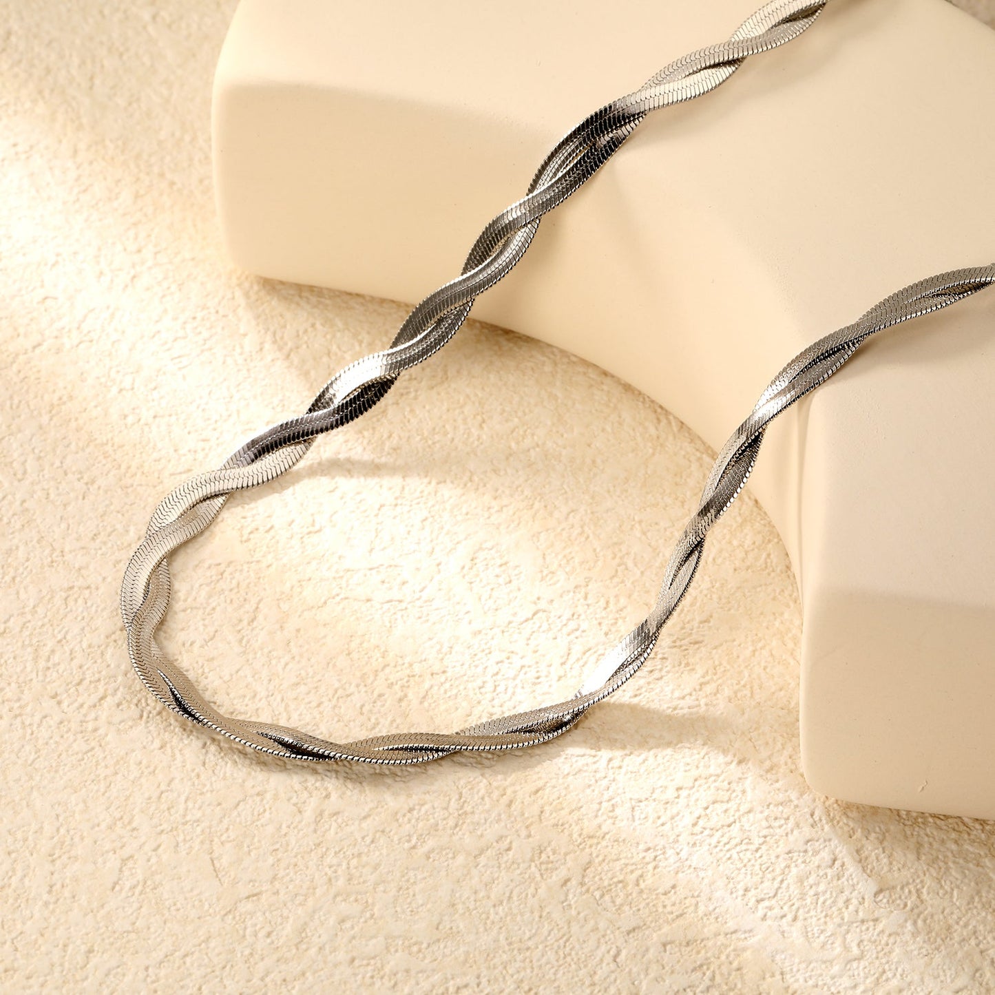 5.9mm*45+5cm Crossed Double Strand Necklace Steel/Golden asonjewelry