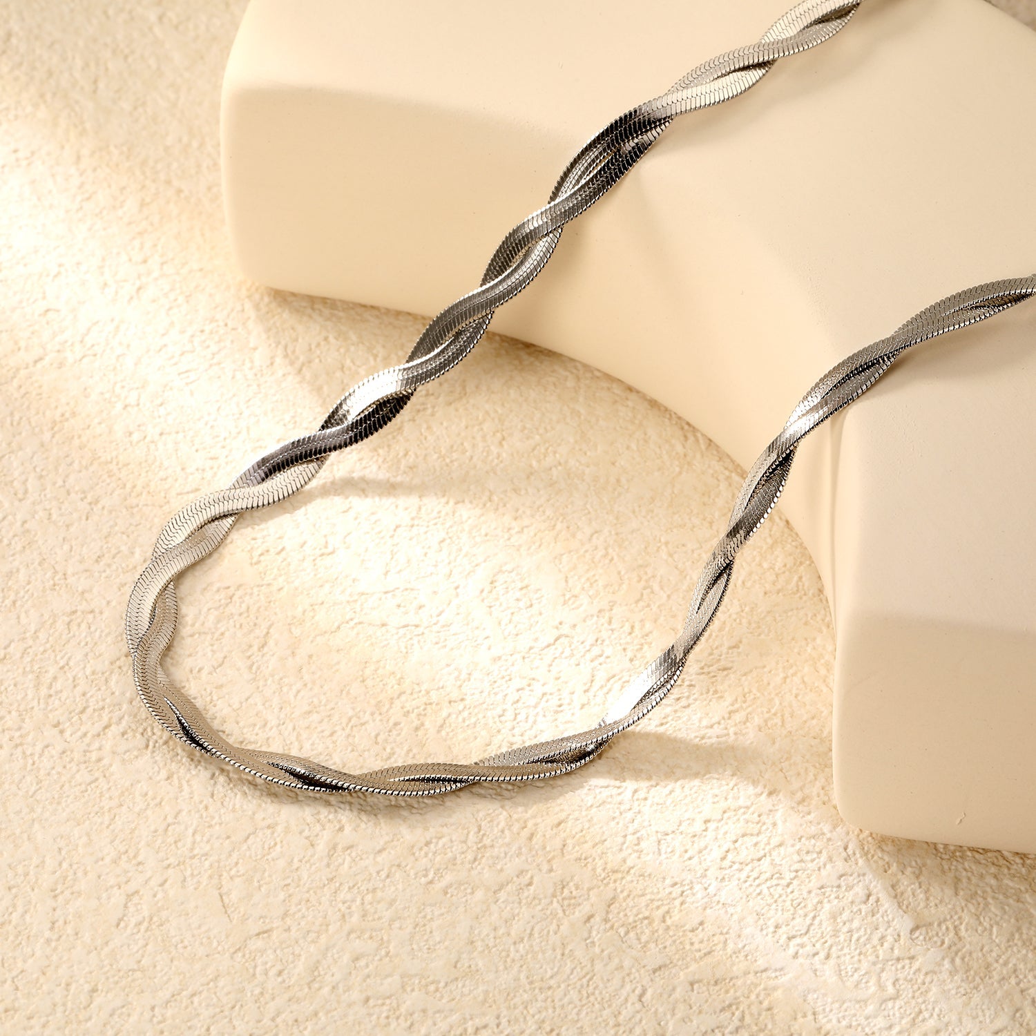 5.9mm*45+5cm Crossed Double Strand Necklace Steel/Golden asonjewelry