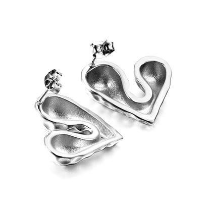 Pitted Faceted Heart Stud Earrings 23.8*21.5mm asonjewelry