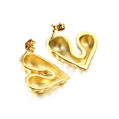 Pitted Faceted Heart Stud Earrings 23.8*21.5mm asonjewelry