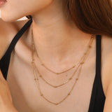 Triple-Style Necklace with Bead Details, Gold