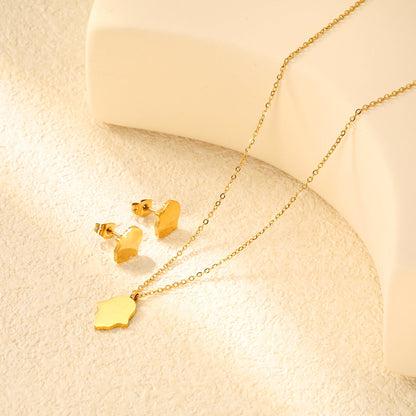 Glossy set Gold/light blue Earrings: 8.7*10.8mm Pendant: 10.7*13.6mm 0.3 cross chain 40+5cm+6mm round plate asonjewelry