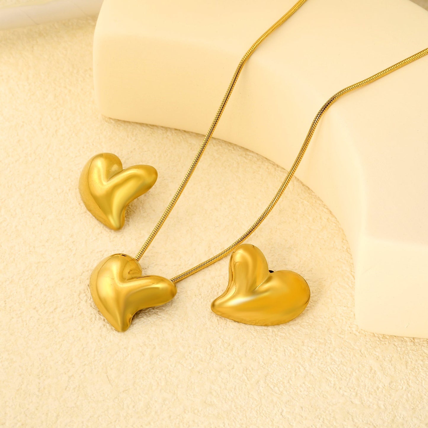 Love Set Steel/Gold/Mixed Earrings: 27*27.3mm Pendant: 27*27.3mm 1.6 Round Snake Chain 43+5cm+6mm Round Tail Tag asonjewelry