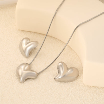 Love Set Steel/Gold/Mixed Earrings: 27*27.3mm Pendant: 27*27.3mm 1.6 Round Snake Chain 43+5cm+6mm Round Tail Tag asonjewelry