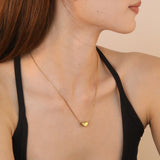 11.4*8.3mm Sugar Bean Pendant 1.0mm Square Link Chain 40+5cm + 6mm Round Tag Necklace Steel/Gold